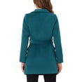 thumbnail image 3 of Abrigo largo de mujer elegante con solapa y cinturón en turquesa, 3 of 6
