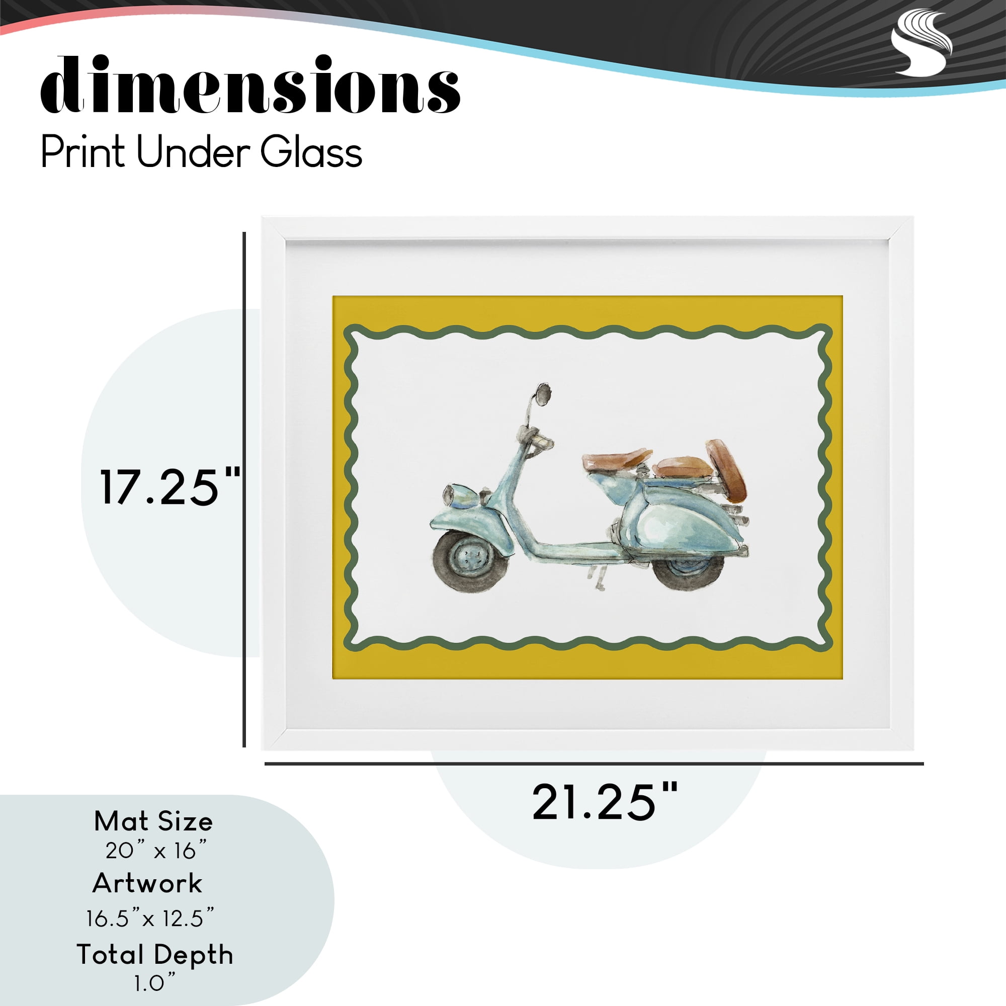 Stupell Industries Blue Vespa with Yellow Border White Framed Print Under Glass, design by Lanie Loreth