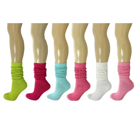 

Heavy Cotton Slouch Socks Colorful 6 Pairs Shoe Size 5 to 10 (Almond Green-Fuchsia-Mint-Hot Pink-Ivory-Pink)