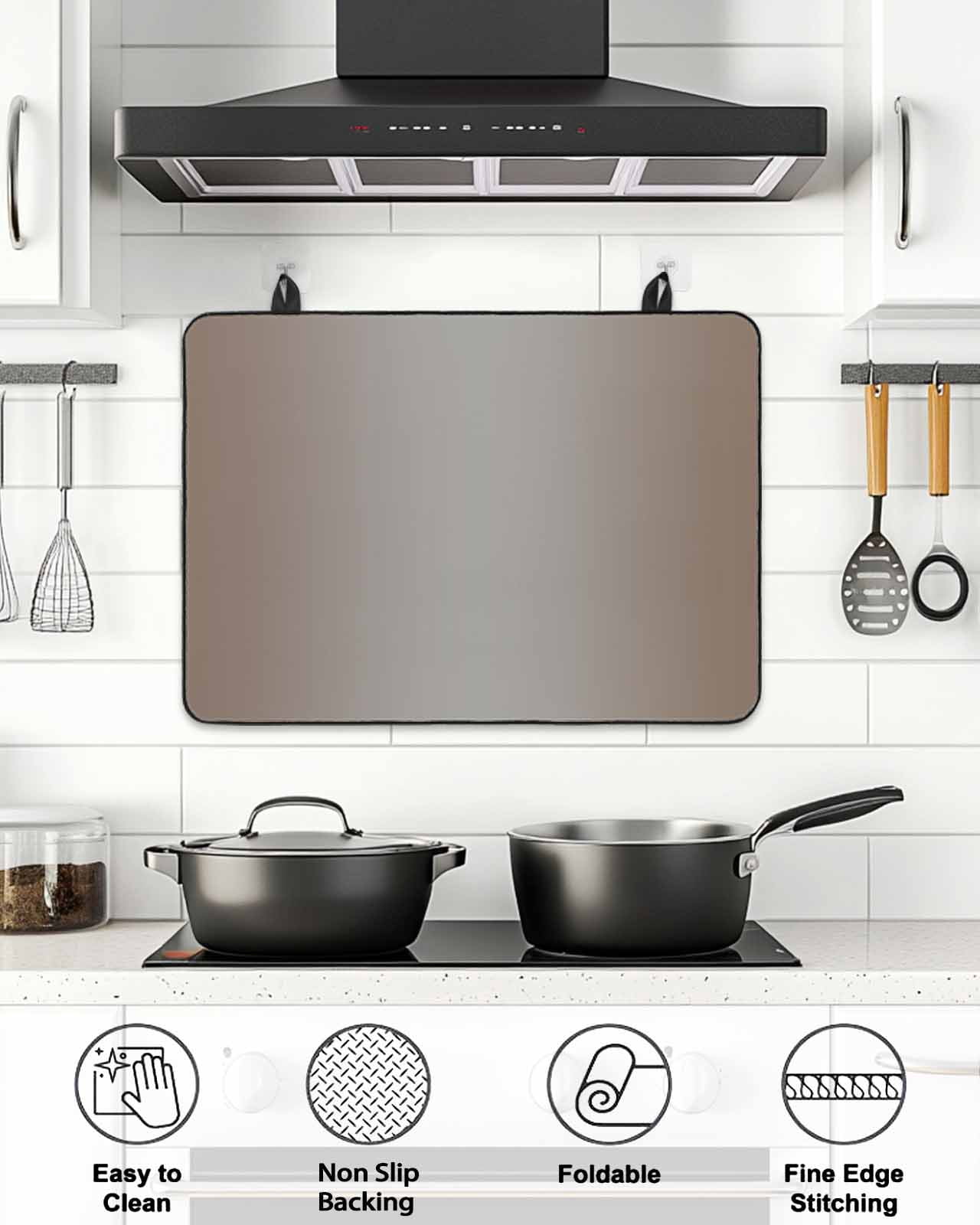 Stove Top Covers for Electric Stove, Brown Gray Ombre Glass Stovetop Cover Protector, Modern Gradient Abstract Art Induction Cooktop Protector Oven Mat for Kitchen Countertop 28.5"x20.5"