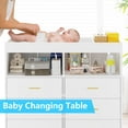 thumbnail image 5 of TROPOW Dresser for Bedroom with LED Lights and Power Outlet, Baby Changing Table Dresser with 6 Drawers, 2 Open Storage Shelves, Baby Dresser with Changing Table Top,White, 5 of 9