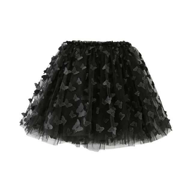 MIASHUI Jupe de Danse Ballet pour Filles Fête avec Nœud pour Enfants Tout-Petits Tutu Noir, 3-4 Ans