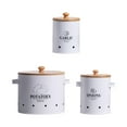thumbnail image 2 of Container de almacenamiento de vegetales de 3 piezas lata de almacenamiento de vegetales con agujero de ventilación Metal Farmhouse Canista de cocina Blanco, 2 of 9