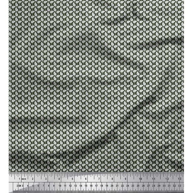 Soimoi Poly Georgette Fabric Dot & Paisley Print Sewing Fabric Yard 52 Inch Wide
