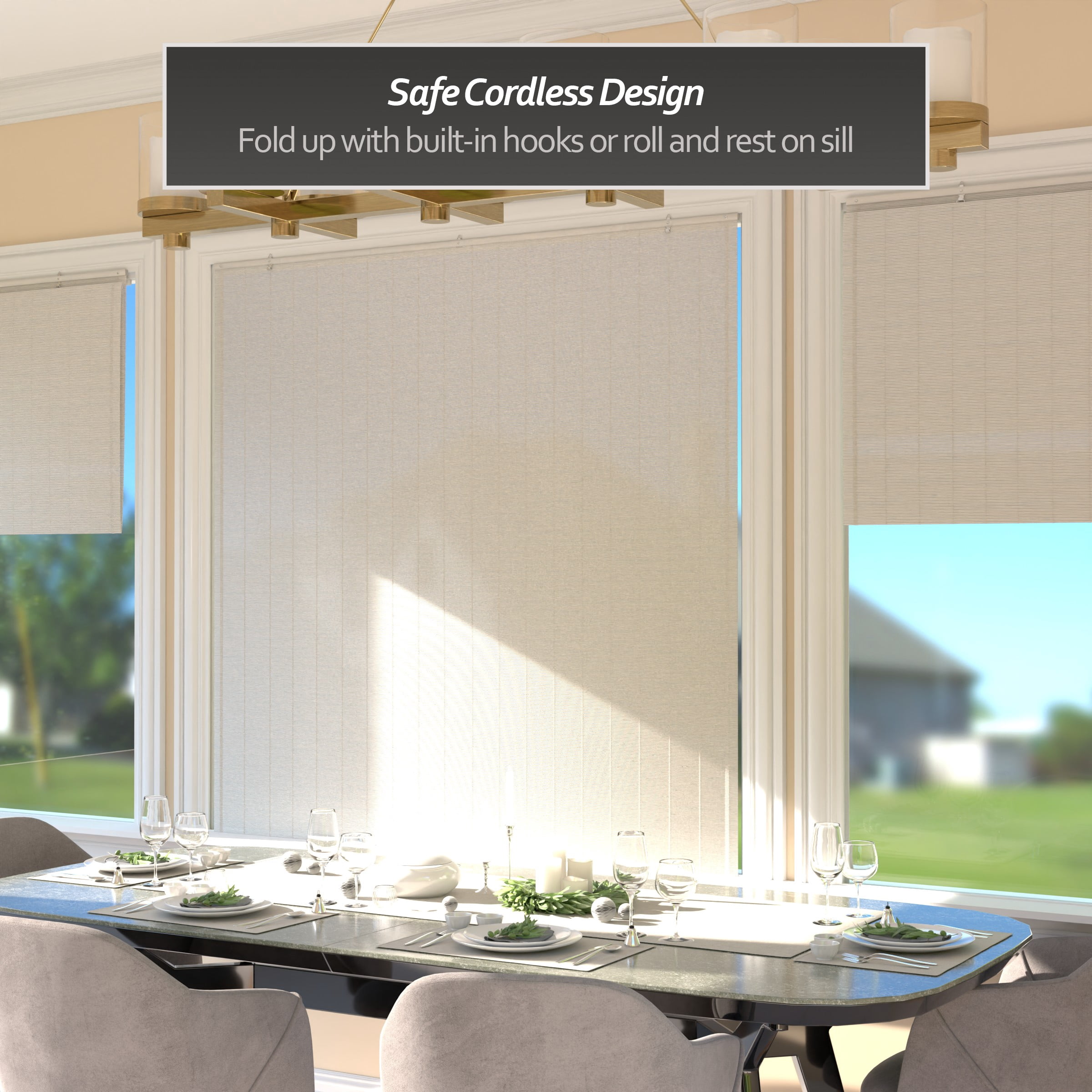 Red Lantern Bamboo Window Shade Blind - White 60" W