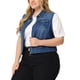 thumbnail image 4 of Chaleco de mezclilla sin mangas Agnes Orinda Plus Size para mujeres, chaqueta de jeans con cierre y botones, talla 3X, azul mezclilla, 4 of 6