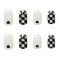thumbnail image 3 of Xihbxyly 24 Uñas Postizas con Estampado de Leopardo y Hojas de Arce En Tablero de Ajedrez, 3 of 4