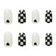 thumbnail image 2 of Uñas postizas a presión, regalo para mujer, 24 piezas, diseño de tablero de ajedrez, hojas de arce, estampado de leopardo, manicura, uñas postizas., 2 of 3