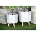thumbnail image 2 of DecMode Ceramic Planter with Short Stand, Grey, Set of 2, 2 of 7