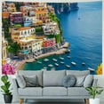 thumbnail image 4 of Autua Amalfi Coast Tapestry, Famous Positano Town, Sea View Tapestry, Mediterranean Coastal View, Italian Bedroom Tapestry, Living Room Decoration 40x60inch, 4 of 6