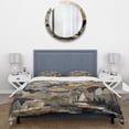 thumbnail image 3 of Designart "Geometric Horizons in Grey and Gold I" City Geometric Bedding Covert Set - Industrial Grey Cityscapes Bed Set With 2 Shams, 3 of 6