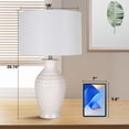 thumbnail image 4 of 28'' Modern Ceramic Table Lamp 1 Pack, Tall Bedroom Lamp Nightstand Lamp with Bulb, 4 of 11