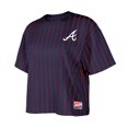 thumbnail image 2 of Women's New Era Navy Atlanta Braves Boxy Pinstripe T-Shirt, 2 of 5