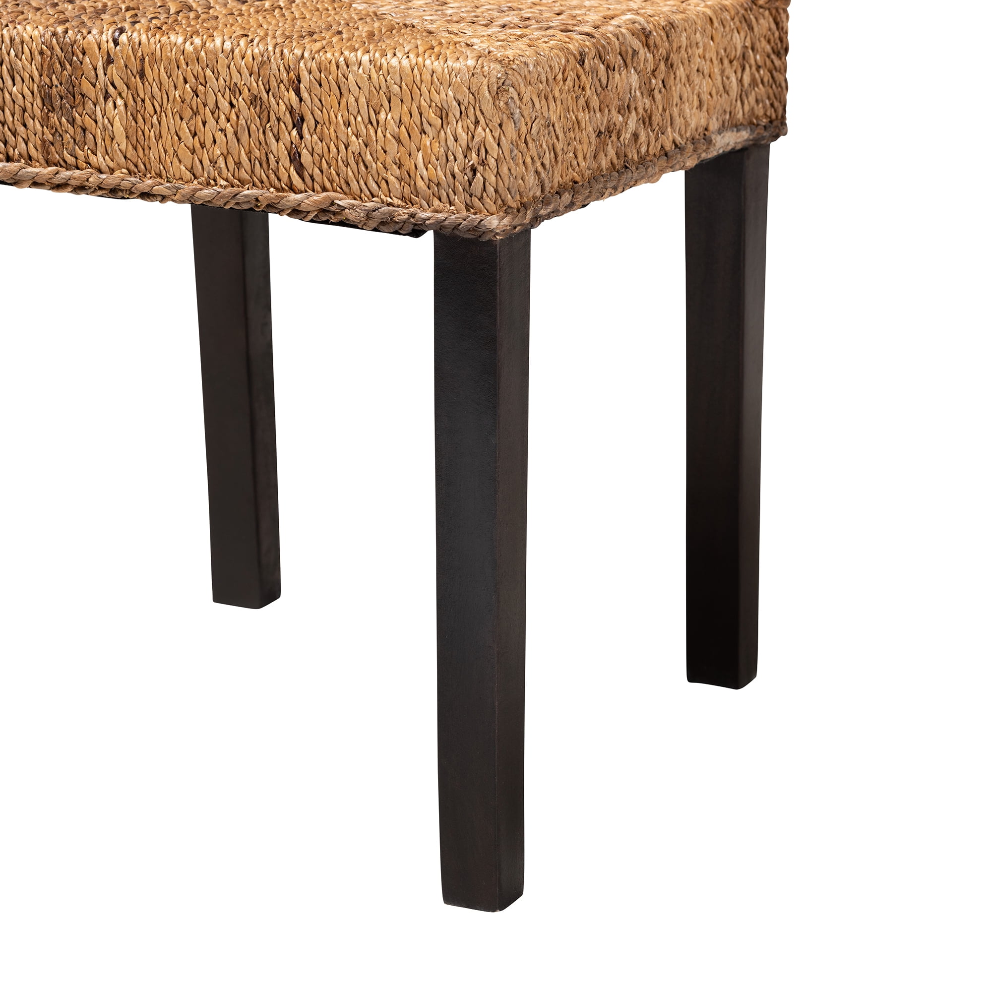 bali & pari Laymi Seagrass and Mahogany wood BOHO Dining Chair, Natural Brown