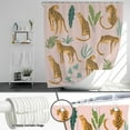 thumbnail image 3 of Leopard Shower Curtain Tropical Jungle Bathroom Curtain Pink Cheetah Waterproof Curtain for Shower with 12 Hooks 72x72 Inches, 3 of 5