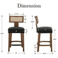 thumbnail image 3 of Dayalane Modern Farmhouse Rattan Bar Stools Set of 4, 26" Counter Height Barstools with Woven Back Linen Upholstered Seat,Wood Frame Kitchen Island Stools for Restaurant,Charcoal, 3 of 8