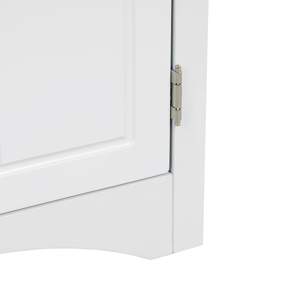 Kepooman Triangle Bathroom Floor Cabinet, Free Standing Wooden Storage Organizer with Adjustable Shelves, Multiple Tiers Storage Living Room Cabinet for Home, White Kepooman Triangle Bathroom Floor Cabinet, Free Standing Wooden Storage Organizer with Adjustable Shelves, Multiple Tiers Storage Living Room Cabinet for Home, White