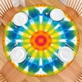 thumbnail image 2 of Colorful Rainbow Tie Dye Spiral Pattern Round Fitted Tablecloth with Elastic Edge,Dining Table Cover Waterproof,Outdoor Round Tablecloth for Camping,Dining,Indoor and Outdoor, 2 of 7
