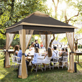 thumbnail image 2 of Topeakmart 11 FT Pop-Up Gazebo Tent with 4 Mesh Sidewalls, Brown, 2 of 9