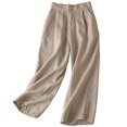 thumbnail image 4 of Pantalones de pierna ancha de algodón y lino Pantalones de pierna ancha para mujer Pantalones casuales finos de lino Pantalones profesionales OL para mujer Pantalones sueltos hasta el, 4 of 6