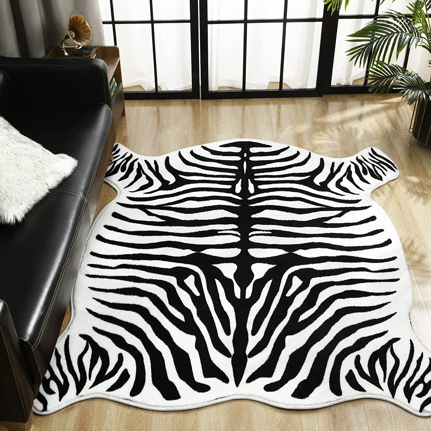 YJ.GWL Fluffy Faux Hide Rugs Animal Print Area Rug for Living Room