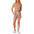 thumbnail image 2 of INSPIRAR CHIC Conjuntos de Pijamas de Mujer de Tejido Waffle Sin Mangas con Escote en V, Top de Tanque con Pantalones Cortos, Talla 2XL, Caqui, 2 of 6