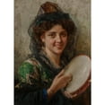 thumbnail image 2 of Federico Andreotti 11x14 Black Ornate Wood Framed Double Matted Museum Art Print Titled: Girl with a Tambourine, 2 of 5