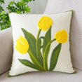 thumbnail image 2 of Farmhouse Tulip Cotton Tufted Throw Pillow Cover Spring Floral Embroidery Pillowcase Soft Square Cushion Case for Sofa Couch Bed Chair, 2 of 5