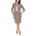 thumbnail image 2 of INSPIRE CHIC Women's 2 Piece Tweed Suit Button Down 3/4 Sleeve Jacket Pencil Skirt Set M Red, 2 of 6