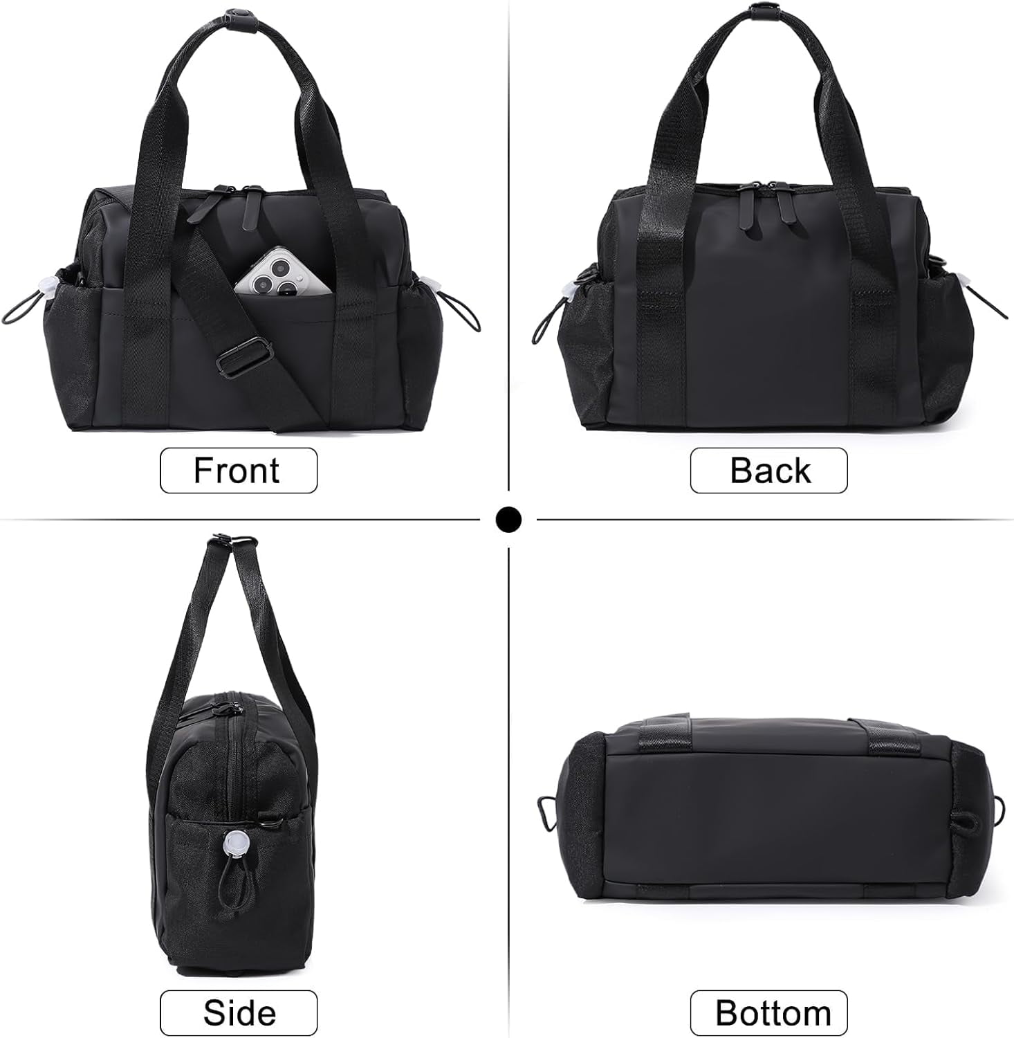 Lanola Small Gym Bag for Women, Mini Crossbody Gym Duffle Bag with Wet Compartment, Carry on Gym Tote Bag for Workout Dance Sport Travel (Mini-Black)
