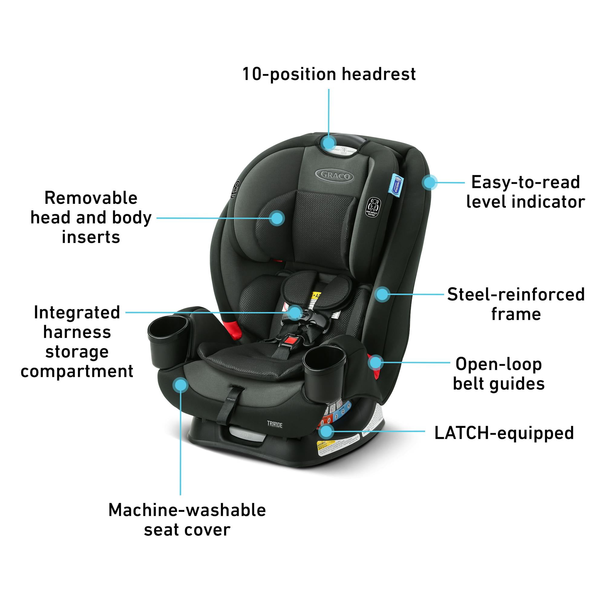 Graco TriRide 3-in-1 Car Seat, Kipling, Grey