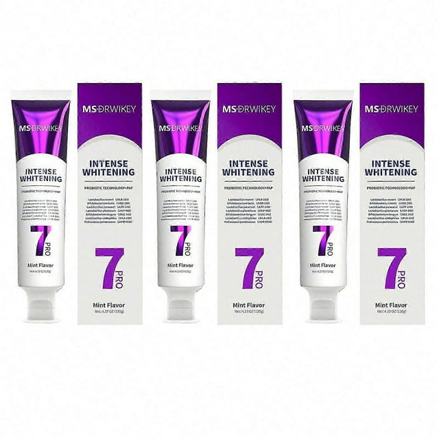 7Pro Deep Whitening Toothpaste with 7 Probiotics - Advanced Formula for Stain Removal and Gum Health - Fluoride-Free, Enamel-Safe, Fresh Min