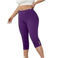 thumbnail image 5 of Hvyesh Capri Pants for Women Plus Size Stretch Knee Length Leggings Elastic Waist Casual Summer Pull On Capris, 5 of 9
