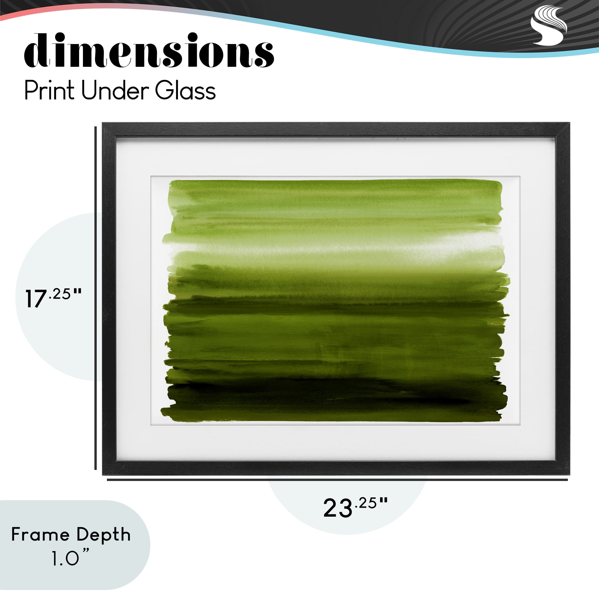 Stupell Industries Ombre Green Gradient Black Framed Print Under Glass, design by Allie Corbin