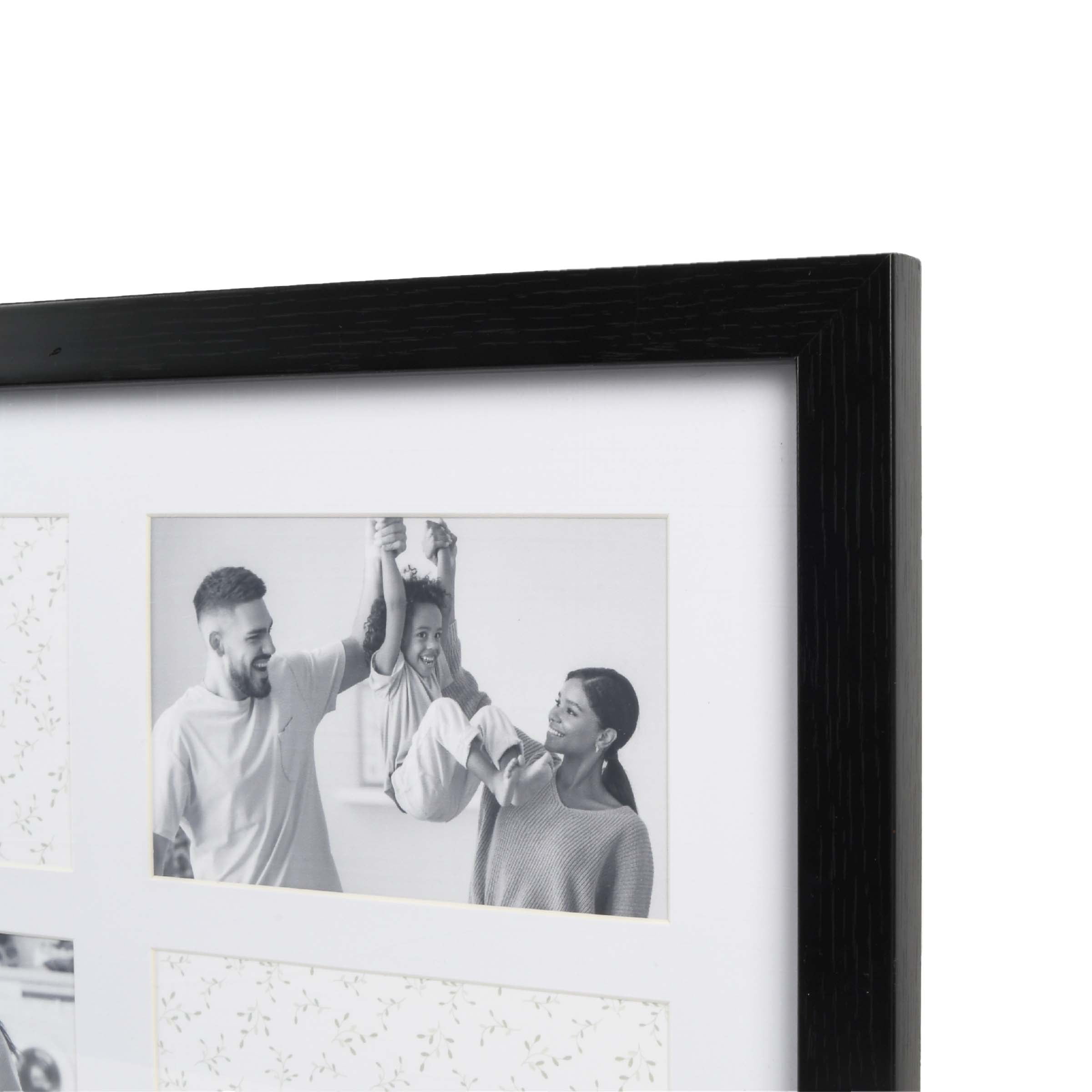 Prinz 10-Opening 12" x 36" Black Matted Picture Frame Collage, for 4x6 Photos, Wall Hanging
