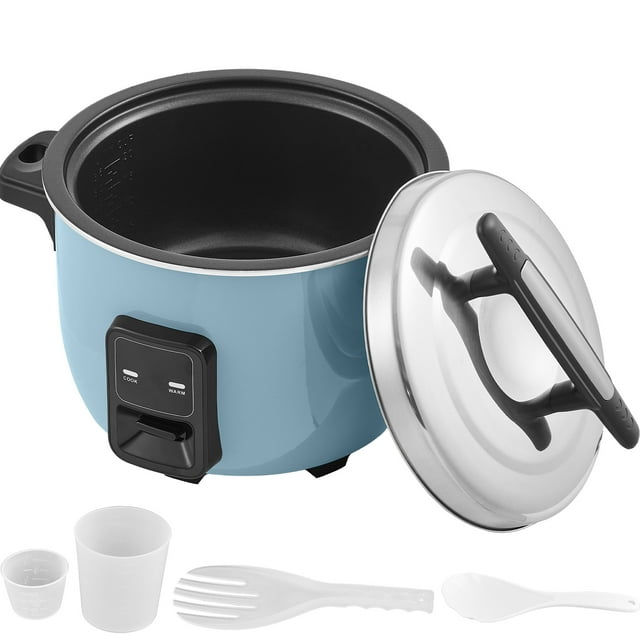 KFFKFF Industrial Rice Steamer, 60-Cup Rice Preparation Device, 13.74 Qt / 13 Liter Voluminous Rice Maker and Heater with Nonstick Interior Container, 24-Hour Temperature Maintenance