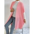thumbnail image 5 of Women'S Ribbed Knit Cardigan Batwing Short Sleeve Oversized Casual Sweater Chunky Side Split Long Coat Pink One size, 5 of 10