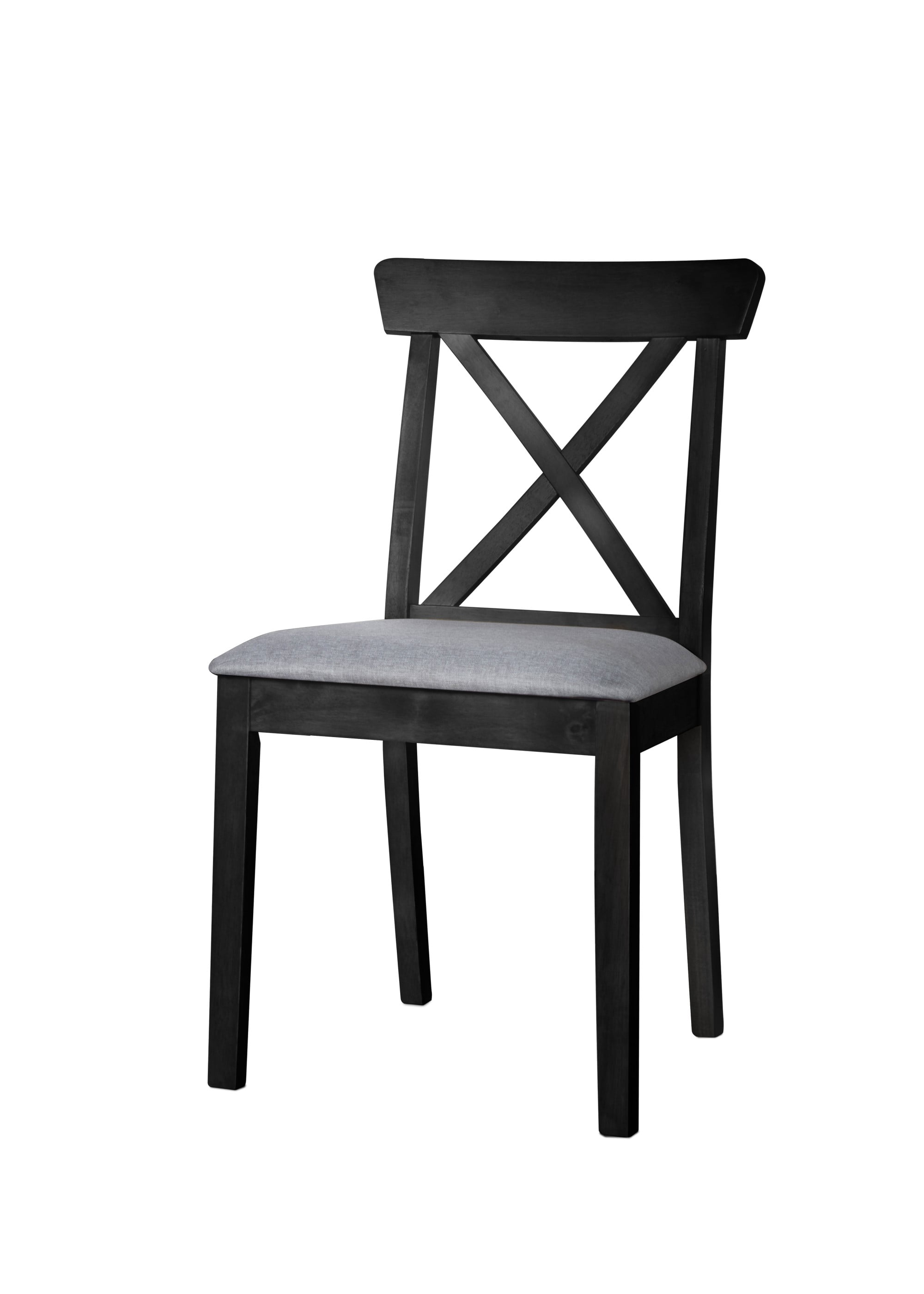 Home Design Beckley Gray/Black Cross-Back Dining Chair Set of 6 with Cushioned Seats, Wood Frame, Modern Style, Comfortable Adult Seating, Easy to Clean