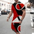 thumbnail image 2 of VBTAPA Mens 2 Pieces Summer Outfits Trendy 3D Printed Short Sleeve Crewneck T-shirt and Drawstring Shorts Set Big and Tall Casual Sport Suit Red XL, 2 of 6