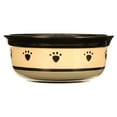 thumbnail image 4 of PetRageous Designs Metro 6 Inch Diameter Handcrafted Stoneware Pet Bowl for Pets, Gray Paw Pattern, 4 of 7