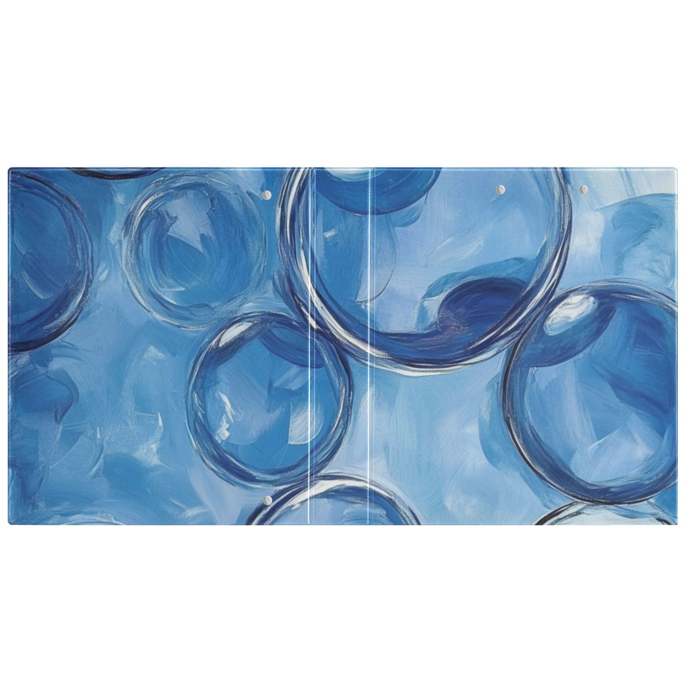 Bubbles Blue 3 Ring Binders 1.5 inch Hardcover File Folders with Interior Pockets A4 Size Organizer for School Office Hospital