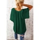 thumbnail image 4 of Blusa holgada con cuello en V y manga corta acampanada, color puro, plisada, para mujer, verano, verde, S, 4 of 6