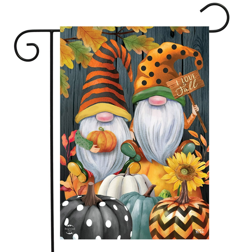 Fall Gnomes Humor Garden Flag Autumn Patterned Pumpkins 12.5"x18