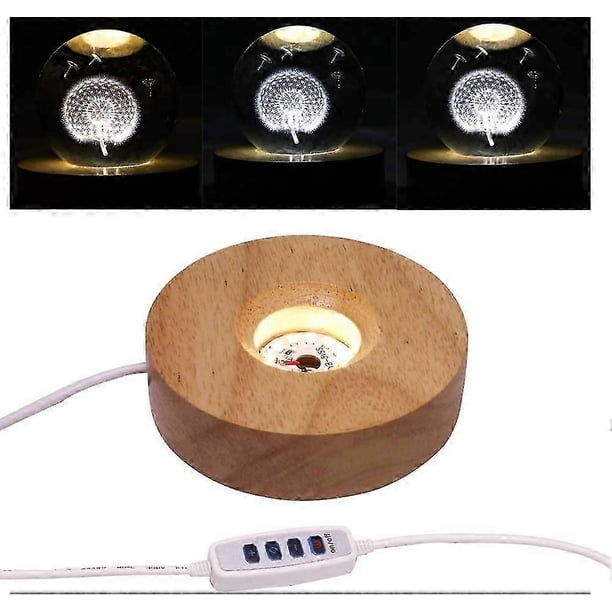 4Inch Wood LED Adjustable Display Base with 12 LEDs for 3D Laser Crystal Glass Art