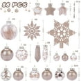 thumbnail image 2 of 86PCS Christmas Tree Ornaments Clear Set,Shatterproof and Clear Plastic Baubles for Xmas Tree Decor, Holiday Wedding Party Decoration,Champagne, 2 of 3