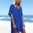 thumbnail image 2 of Mujeres Crochet Beach Dress Traje de baño Crochet Cover Up Bikini Traje de baño Azul Sunnimix Vestido de playa con cuello en V, 2 of 8
