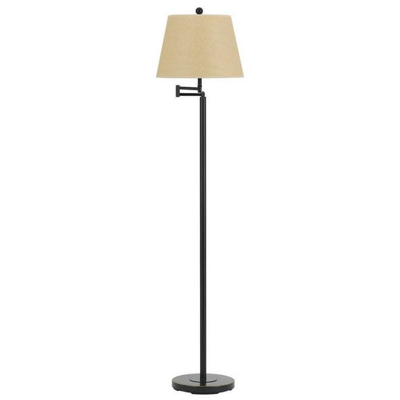 HomeRoots 60" Bronze Swing Arm Floor Lamp With White Square Shade