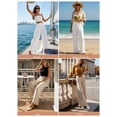 thumbnail image 6 of DOKOTOO Womens Casual Wide Leg Pants High Waisted Button Pleated Business Work Trousers Flowy Beach Palazzo Pants, 6 of 9