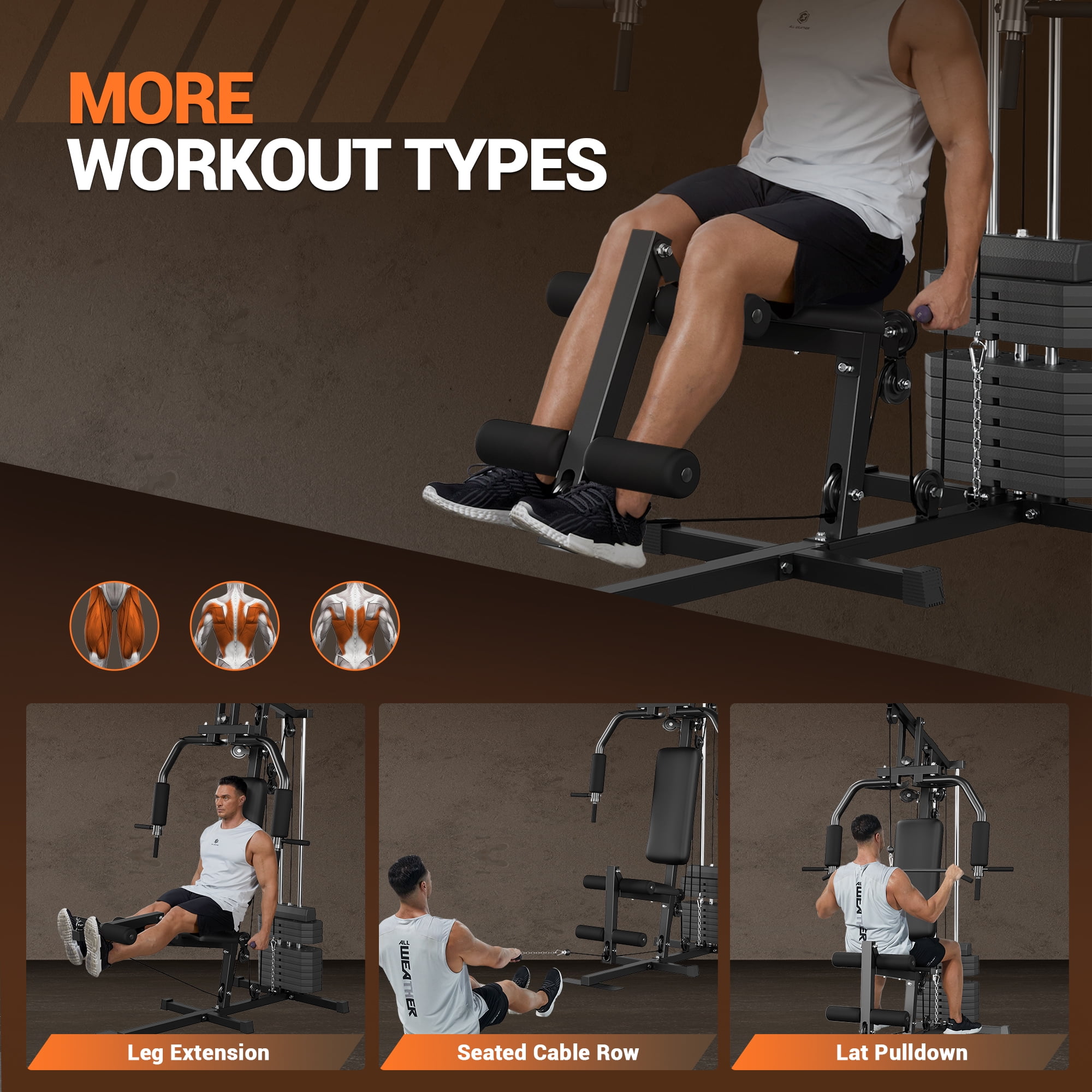Garvee Multifunctional Home Gym Station with 100LBS Weight Stack, Full Body Strength Training