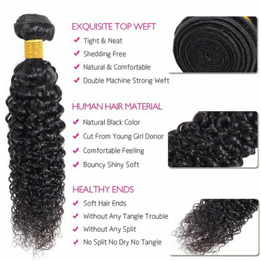 YYAo Human Hair, Hairpiece, Wig,Hot selling Unprocessed Virgin Hair Curly Natural Black Color 100 Human Hair Bundle 8 in to 30 In